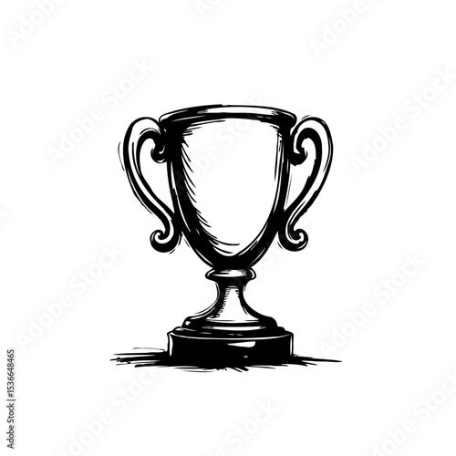 Elegant Hand-Drawn Trophy Illustration Symbolizing Achievement and Victory with Artistic Flair