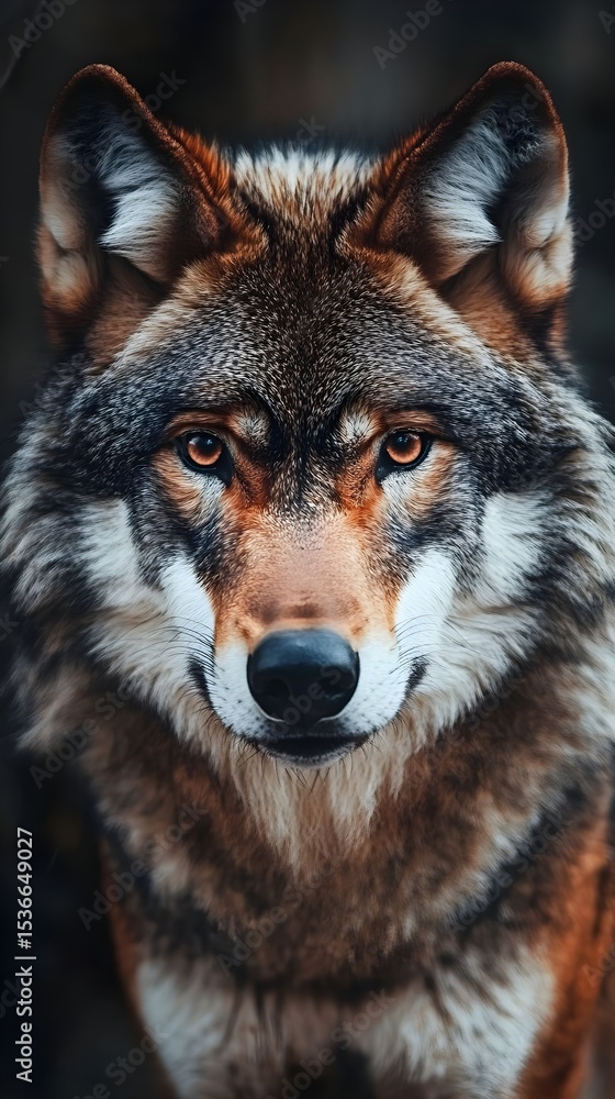 Obraz premium Majestic Wolf Portrait Intense Gaze of a Wild Canine in its Natural Habitat
