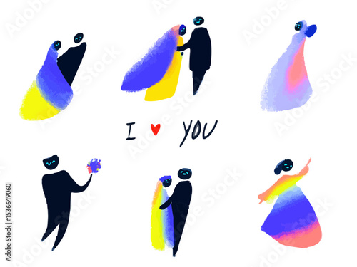 Set of web icons on the topic: line-style wedding. Wedding icons for web and mobile apps. Machine learning, websites, online schools, AI digital technology, algorithm, smart robot