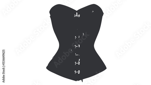 Close-up studio shot of a black corset with delicate floral embroidery. The corset is strapless with a front lacing system. The embroidery is a lighter shade of grey or silver, creating a contrast