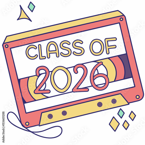 Class of 2026 retro cassette tape graduation design