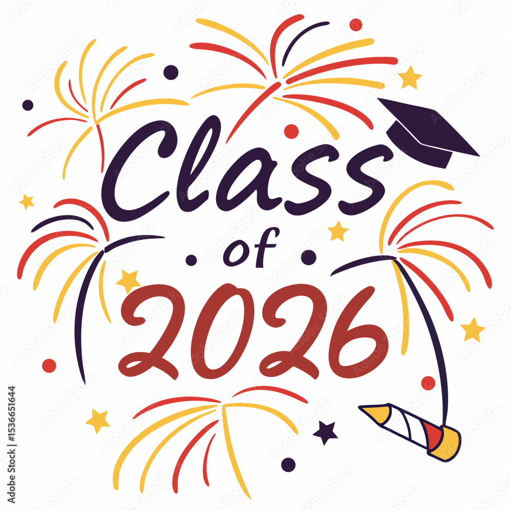 Fototapeta premium Class of 2026 graduation fireworks celebration design