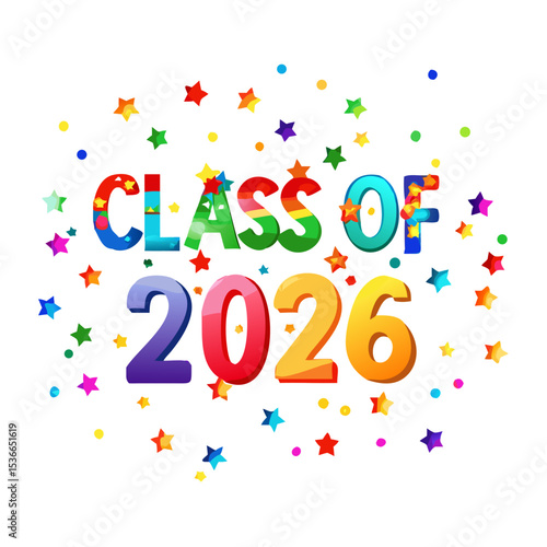 Class of 2026 colorful design element with stars