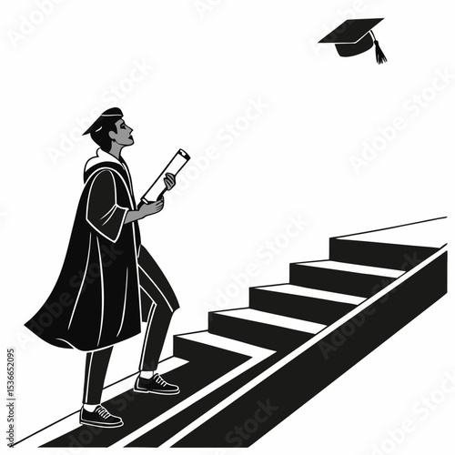 Graduate ascending stairs future success education achievement