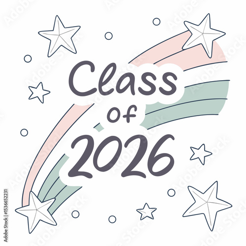 Class of 2026 graduation design pastel rainbow stars