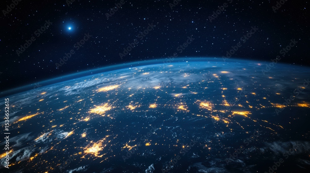 Obraz premium Awe-inspiring view of Planet Earth from orbit at night