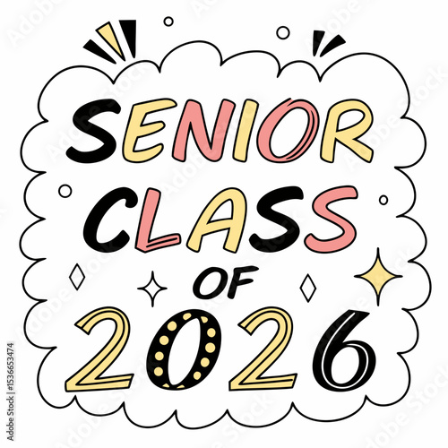 Senior class of 2026 graduation design cute illustration