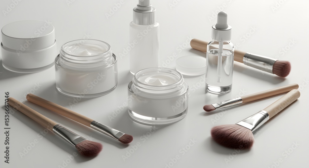 Luxurious Skincare Routine Creams, Serums, and Makeup Brushes Luxurious Skincare Routine Creams, Serums, and Makeup Brushes