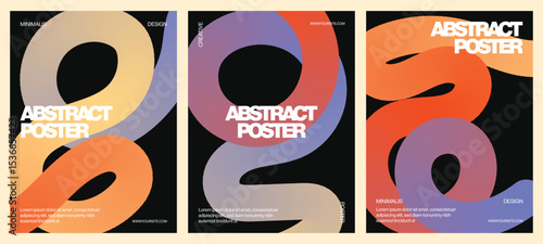 Creative Gradient Circle Shape Modern Abstract Poster Design Template Set