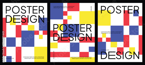 Modern Minimalist Geometric Poster Design with Typography and Color Blocks
