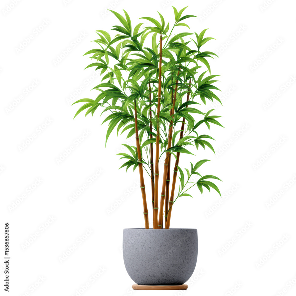 Fototapeta premium Decorative plants in modern gray pot bring natural beauty and fresh green leaves to any indoor space creating calming and vibrant atmosphere