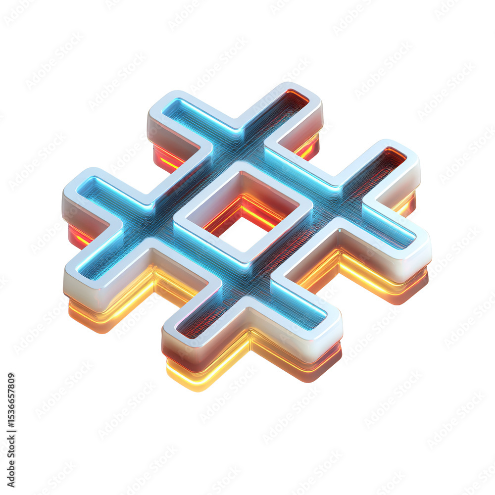 Fototapeta premium 3D Hashtag Symbol Social Media Icon Render
