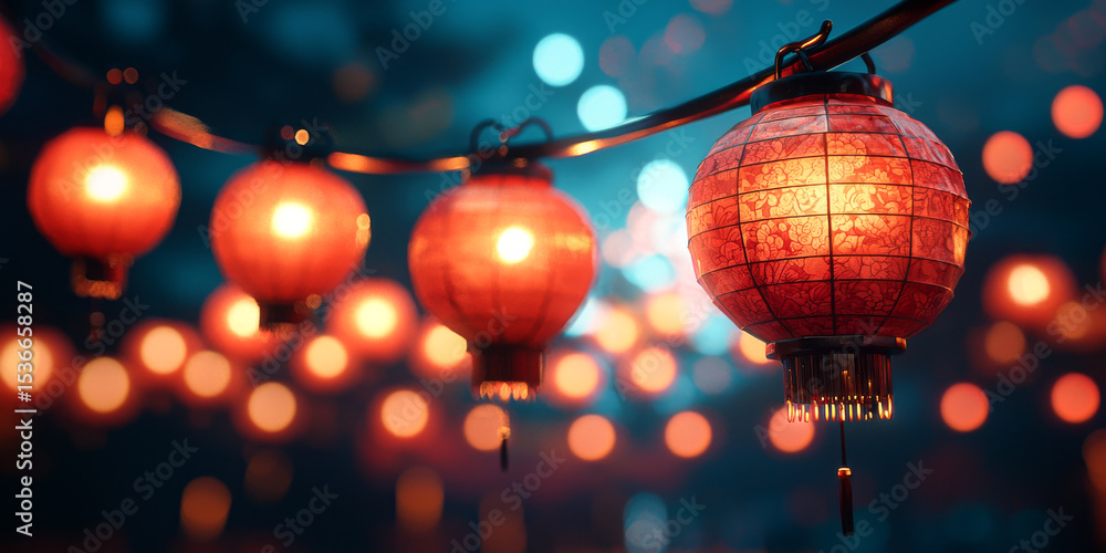 Red lantern hanging outdoors at night Red lantern hanging outdoors at night