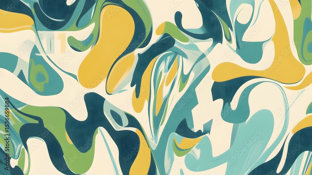 Naklejka premium Abstract Swirling Yellow Teal Green Marble Texture