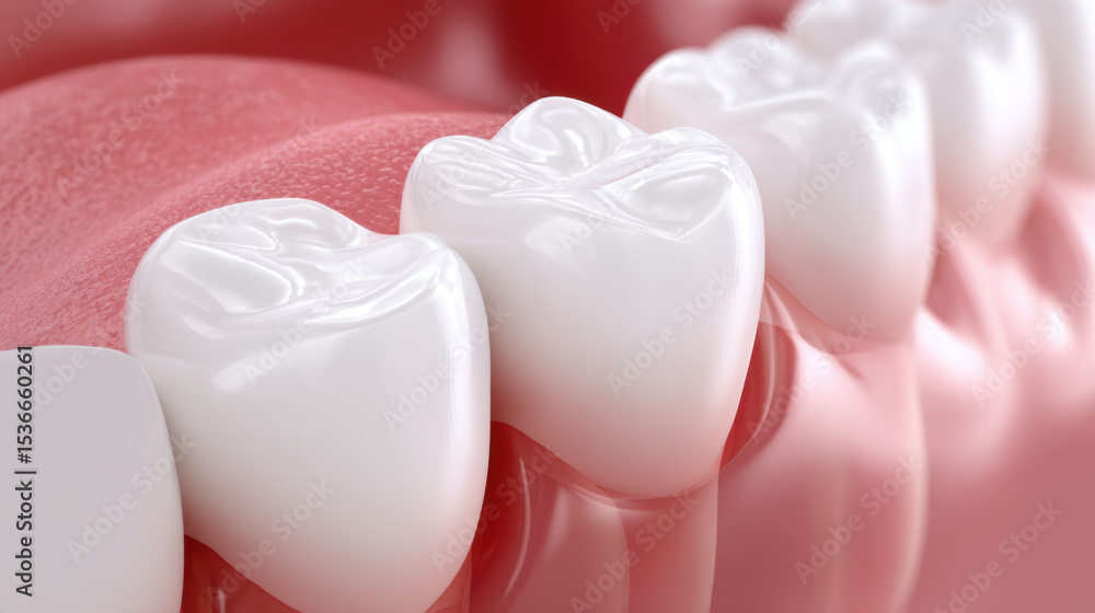 Close up of healthy molars with inflamed gum tissue, showcasing high detail in enamel and surrounding gums. image highlights dental health and oral hygiene Close up of healthy molars with inflamed gum tissue, showcasing high detail in enamel and surrounding gums. image highlights dental health and oral hygiene