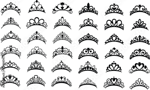 Ornate Crown Collection Royalty Heraldry and Decorative Design Elements for Graphic Projects