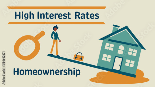 SVG Vector High interest rates impact homeownership decisions, affecting affordability and choices