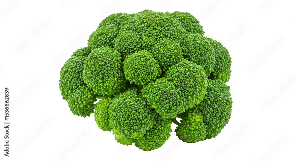 Fresh Broccoli Head with Dense Florets and Vibrant Green Coloration. Fresh Broccoli Head with Dense Florets and Vibrant Green Coloration.