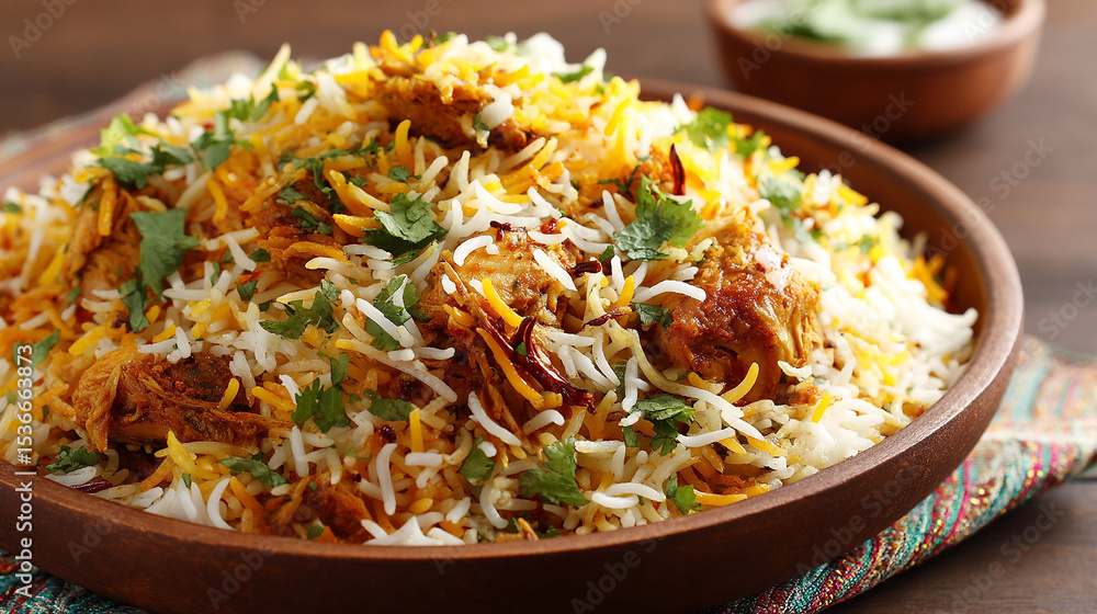Realistic Textures Highlighted in Chicken Biryani Under Soft Light Realistic Textures Highlighted in Chicken Biryani Under Soft Light