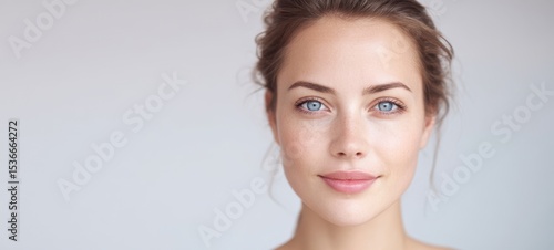 The captivating beauty of a young woman with striking blue eyes.