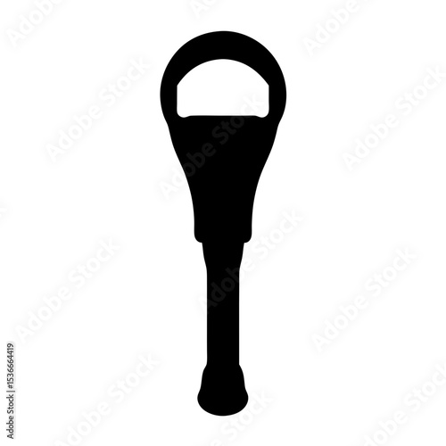Silhouette of vintage bottle opener with handle and simple curved design