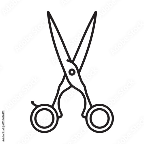 Scissors Outline Illustration Cutting Tool and Craft Design Element