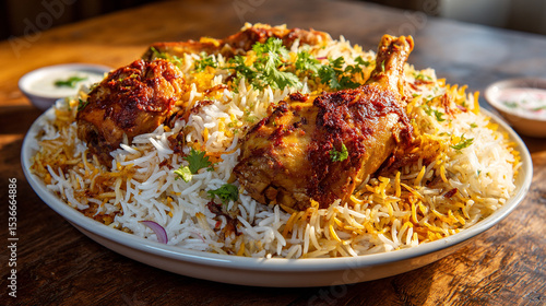 High Quality Photo of Delicious Chicken Biryani Close-Up