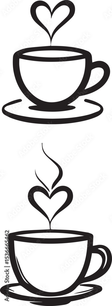 Obraz premium A heart-adorned coffee mug, overflowing with rich espresso beans, embodies the comforting ritual of a warm cafe breakfast