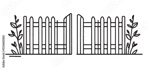 Open gate illustration inviting entrance to new opportunity vector