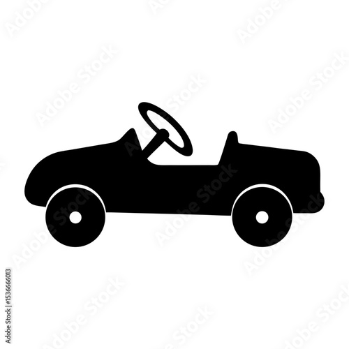 Black and White Silhouette Illustration of a Pedal Car Toy Vehicle