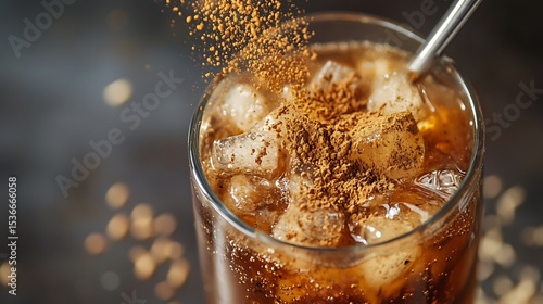 Hojicha boba tea with roasted tea powder garnish