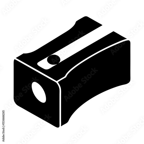 High Contrast Silhouette of a Classic Manual Pencil Sharpener on White