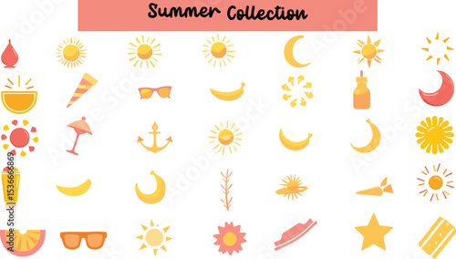 Tropical summer beach elements. summer symbol bundle svg