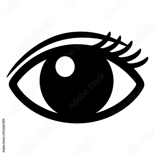 Stylized black and white eye with eyelashes and eyelid silhouette design