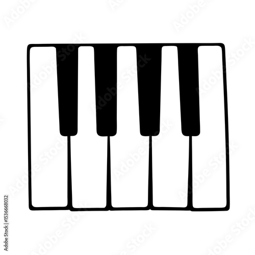 Simple graphic illustration of a piano keyboard with black and white keys