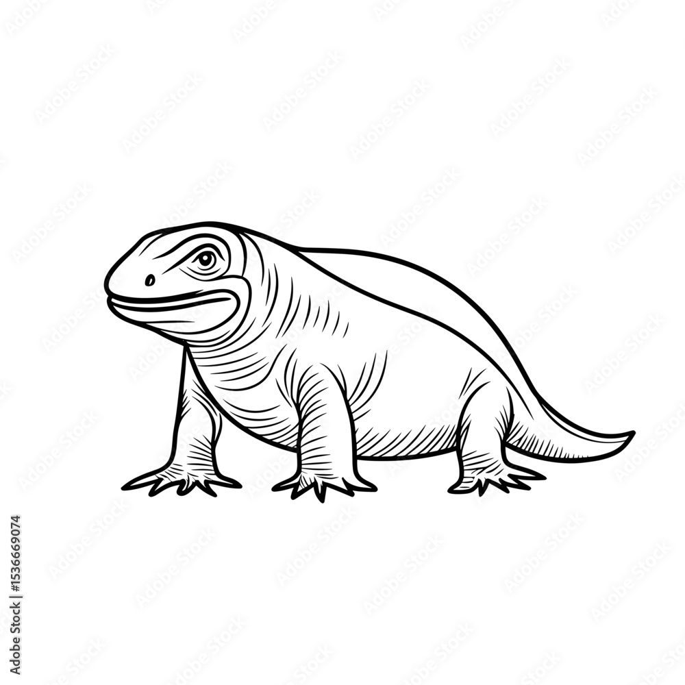 Obraz premium Prehistoric creature illustration depicting a large reptile in outline 