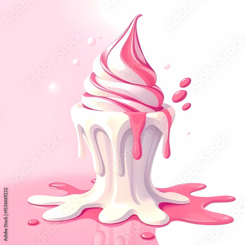 Wallpaper Mural Melting White and Pink Ice Cream Cone in Soft Abstract Background Digital Illustration Torontodigital.ca