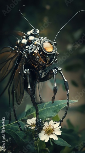 cyber dragonfly on flower