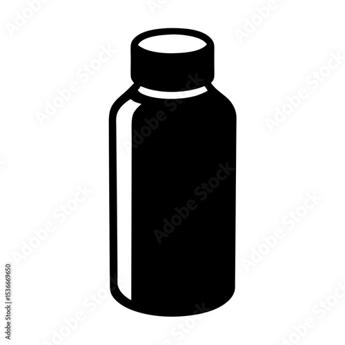 Black silhouette of a bottle used for liquids, medicines or chemicals