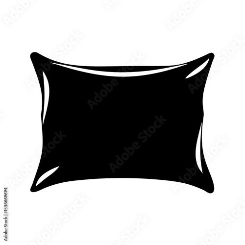 A simple black pillow illustration on a white background for sleep