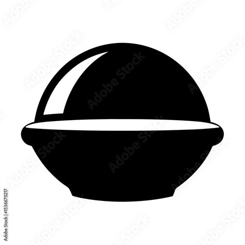 Monochrome Illustration of a Covered Serving Dish with an Elegant Domed Lid