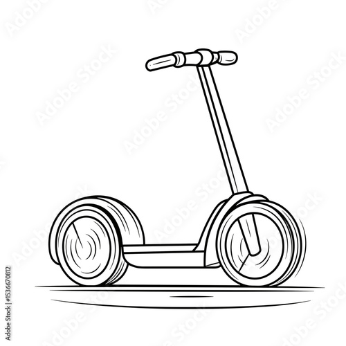 Inline drawing of a modern electric scooter in minimalist style  