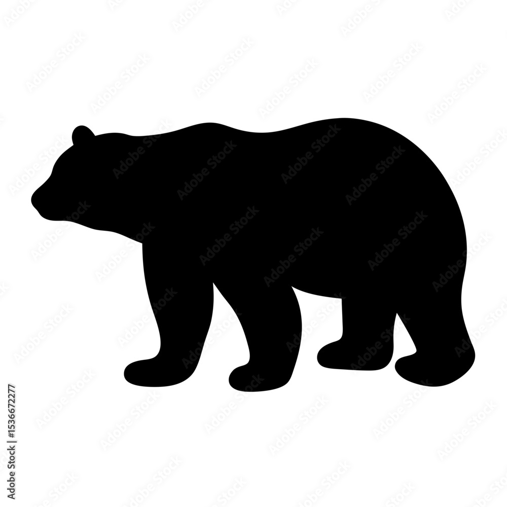 Fototapeta premium Silhouette of a powerful bear standing tall against a white background