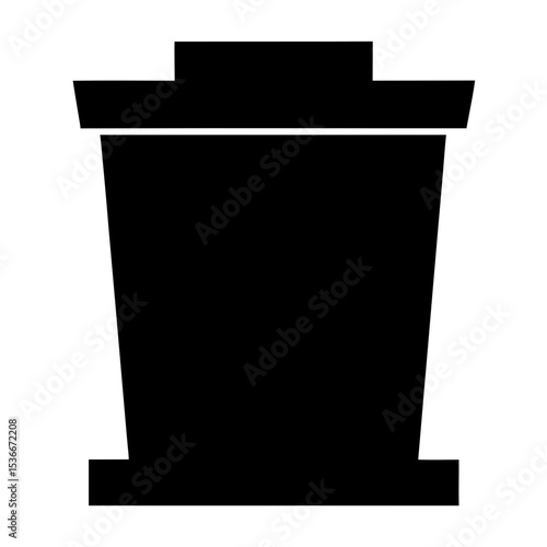 Simple Black Silhouette Illustration of a Trash Can Receptacle on White