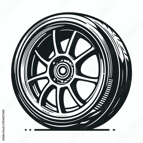 Car wheel design sketch