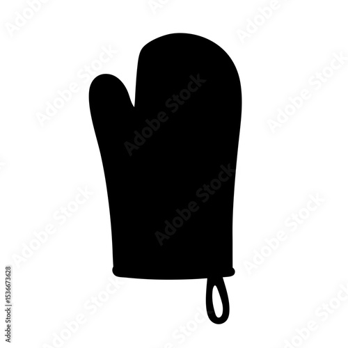 Black oven mitt silhouette for kitchen safety and culinary protection usage