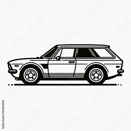 Wallpaper Mural Side view car sketch in black lines Torontodigital.ca