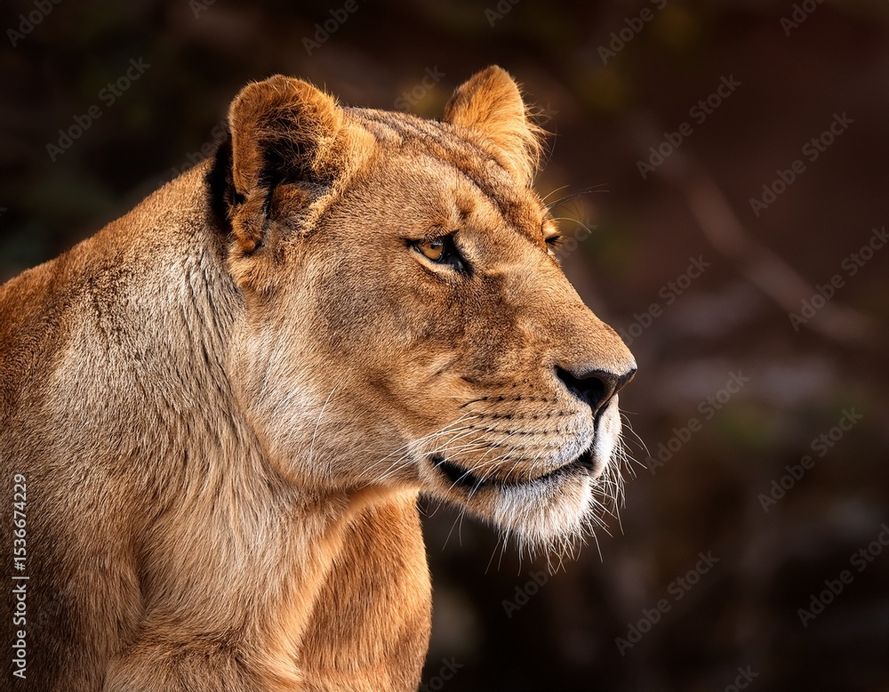 majestic lioness is showing her profile emphasizing her fierce beauty and the power of nature majestic lioness is showing her profile emphasizing her fierce beauty and the power of nature