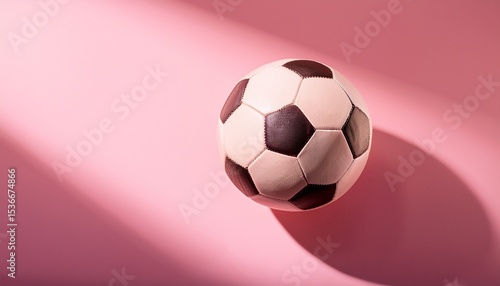 soccer ball on pink background with soft lighting and shadow