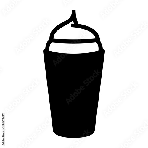 Silhouette of a delicious frappe with whipped cream topping for design